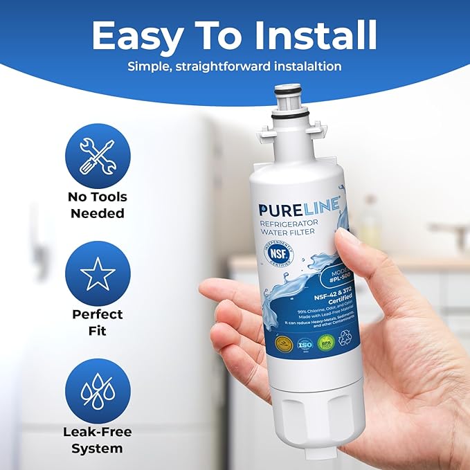 Pureline 9690, LT700P Replacement for LG LT700P, Kenmore Elite 9690, Kenmoreclear 46-9690, ADQ36006101, HDX FML-3, Refrigerator Water Filter - Reduces Bad Taste & Odor (Pack of 2)