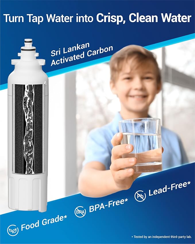 AQUA CREST ADQ73613401 Refrigerator Water Filter, Replacement for LG LT800P, ADQ73613402, Kenmore Elite 9490, ADQ73613408, ADQ75795104, 3 Pack