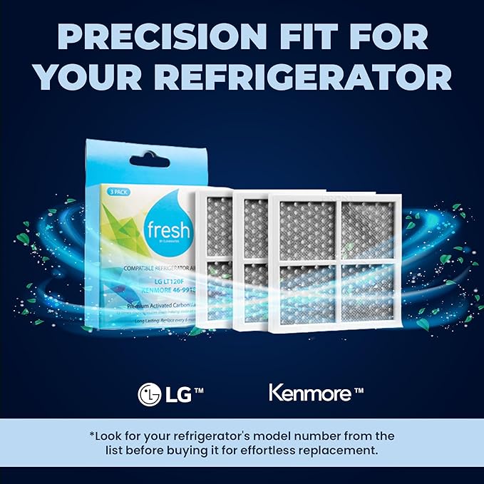 Mist LT1000P Water Filter and Air Filter replacement for LG : ADQ747935, MDJ64844601, LMXS28626D, LT1000PC, LT-1000PC Kenmore 46-9980, 469981 & LT120F (3 Combo Pack) Refrigerator Water Filter