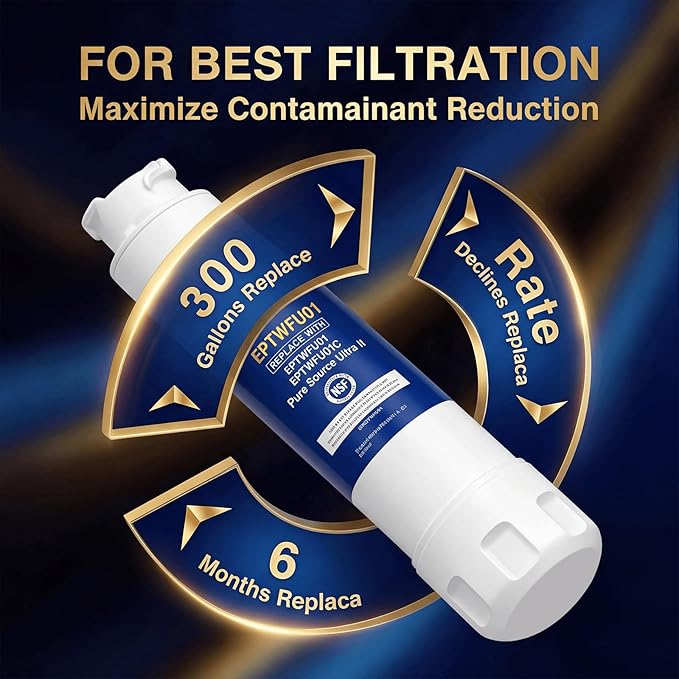 EPTWFU01 Water Filter Replacement, Compatible with Frigidaire EPTWFU01, Pure Source Ultra II, FFHB2750TS, FFHB2750TS2, FGHB2868TF4, FFHB2750TS3, FGHB2868TF1, FPSS2677RF1, 3 Pack