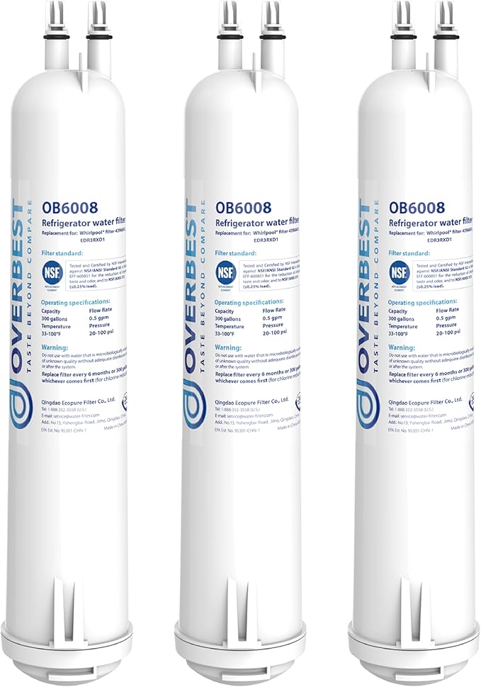 Overbest EDR3RXD1 Replacement for 4396841,Everydrop® Filter 3, 4396710, Kenmore® 46-9083, 46-9030, Refrigerator Water Filter, 3 Filters