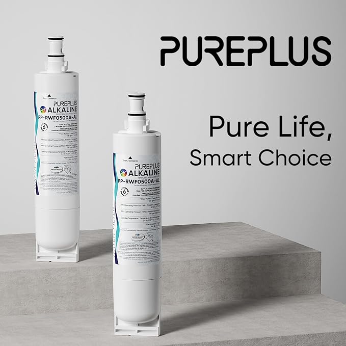 PUREPLUS Alkaline 4396508 Replacement for EDR5RXD1, EveryDrop Filter 5, 4396510, 4392857, Kenmore 46-9010, 9085, LC400V, WF-NLC240V, RFC0500A, WF285, W10186668 Refrigerator Water Filter, 2Pack