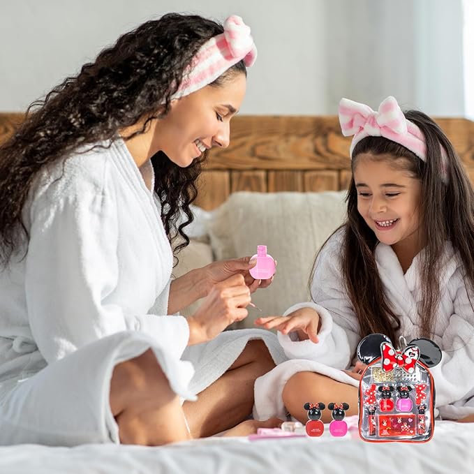 Disney Minnie Mouse Cosmetic Makeup Gift Bag Set Includes Lip Gloss, Nail Polish & Hair Accessories for Kids Girls Ages 3+ by Townley Girl