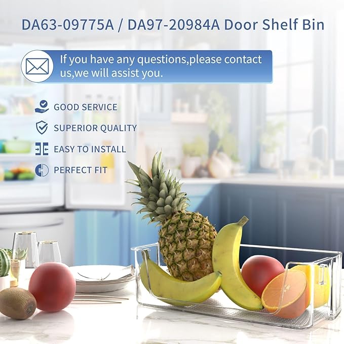 Upgraded DA63-09775A DA97-20984A Refrigerator Door Bin (Right Side)Compatible with Sam-sung Fridge Door Shelves RF27T5201SR RF28T5001SR Fit for Sam-sung Refrigerator Door Shelf Replacement RF27T5241SR