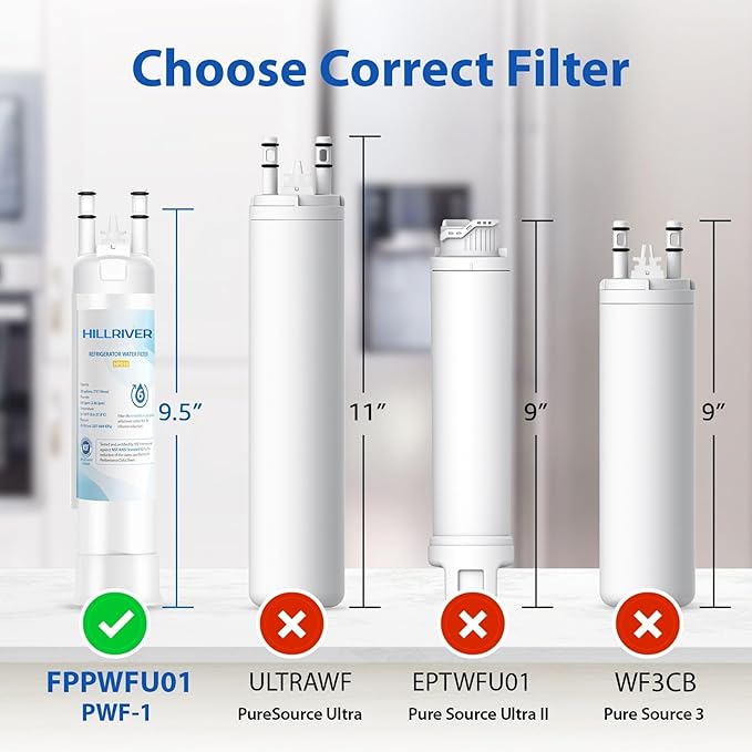FPPWFU01 EPPWFU01 Water Filter Replacement, Compatible with EPPWFU01 PureAdvantage PWF-1, Frigidaire FPPWFU01 PurePour PWF-1 (3 Count)