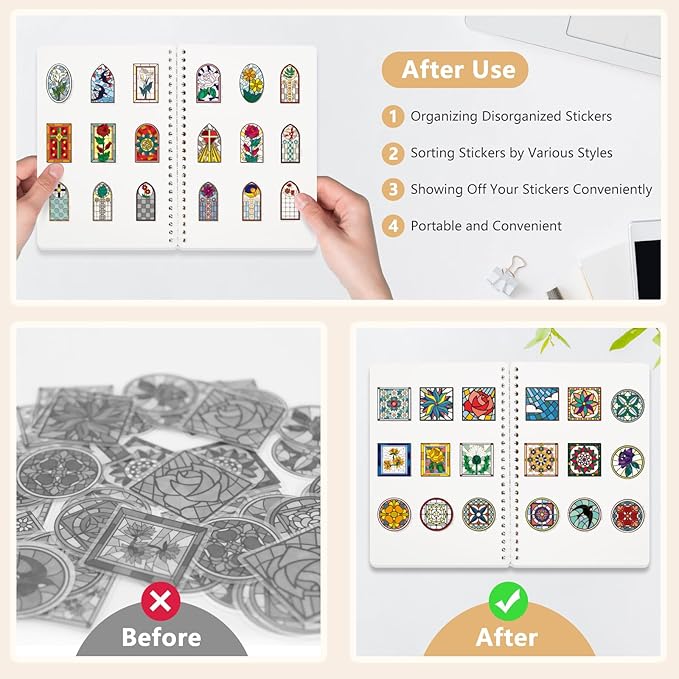 2 Pack Reusable Sticker Book Collecting Album Sticker Storage Organizer Book with 30+30 Sheets Blank Release Paper A5 Stickers Collection Notebook(Black+Clear)
