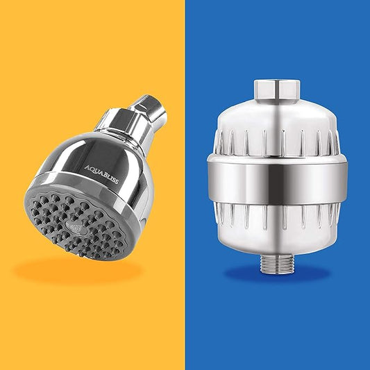 AquaBliss Revitalizing Shower Filter & TurboSpa Shower Head - Reduce Dry Itchy Skin, Dandruff, Eczema, and Dramatically Improves The Condition of Your Skin, Hair and Nails - Chrome (Exclusive Bundle)