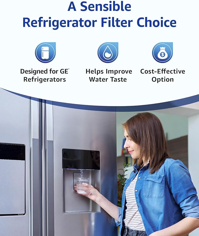 Overbest OB6019C Replacement for GE® RPWFE®, RPWF (Built-in CHIP) Refrigerator Water Filter,Compatible with GFE28GYNFS, GFE28GELDS, 2 Filters