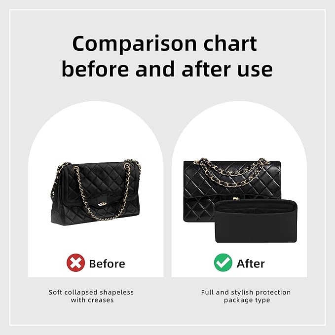 DGAZ Purse Organizer Insert，Silk Bag Organizer，Luxury Handbag & Tote Shaper Fits Chanel CF Bags