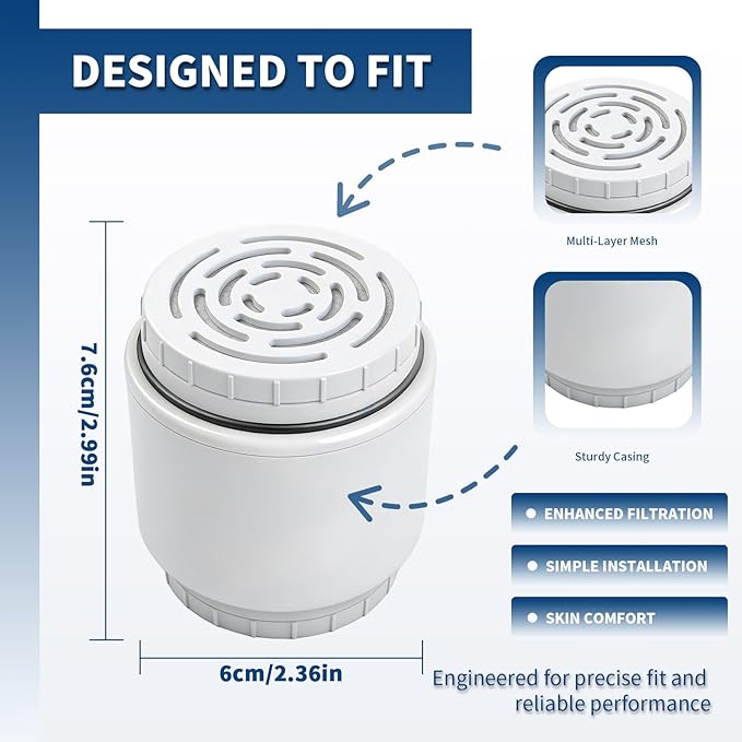 Replacement Cartridge Compatible with AquaBliss SF400 SF500, Multi-Stage Shower Water Filter, Helps Soothes Dry Itchy Skin (4 Packs)