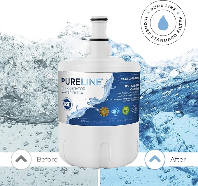 Pureline 8171413, Replacement for Whirlpool 8171413, Everydrop EDR8D1, Kenmore 9002, Refrigerator Water Filter - Reduces Bad Taste & Odor