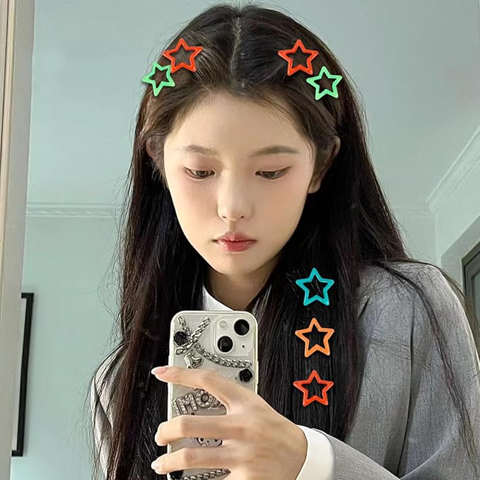 27PCS Star Hair Clips Y2K Glow in The Dark Metal Y2k Hair Accessories for Women Girls Cute Star Barrettes for Long Short Curly Thin Thick Hair Pins Bulk Kawaii Snap Hair Clips Small Styling