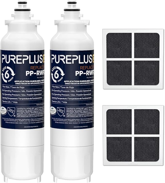 PUREPLUS LT800P NSF/ANSI 401, 53, 42 & NSF P473 Certified Certified Replacement for LG ADQ73613401, Kenmore 469490, 9490, ADQ73613402, ADQ736134, LSXS26326S LMXC23746S, LT120F, 2Pack