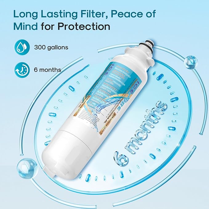 ICEPURE Alkaline ADQ73613401 Refrigerator Water Filter and Air Filter Replacement for LG LT800P, LT800PC, ADQ75795104, ADQ736134, ADQ73613402 Kenmore 9490 LSXS26326S LSXS26366S, Enhances PH, 3Combo