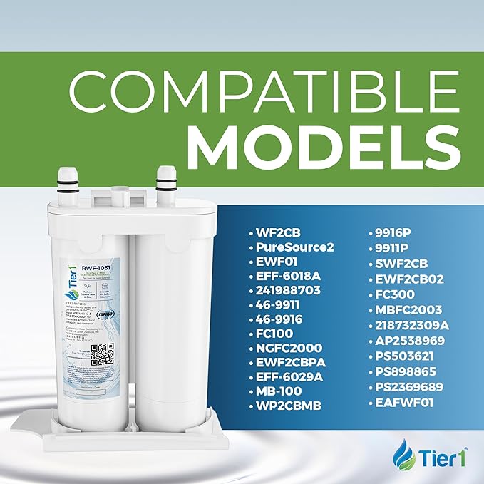 Tier1 RWF1031 WF2CB Refrigerator Water & Air Filter Combo | Replacement for PureSource2, EWF01, FC100, PAULTRA Fridge Filter - Lasts up to 6 Months | Easy Install | Odor Control | Great Tasting Water