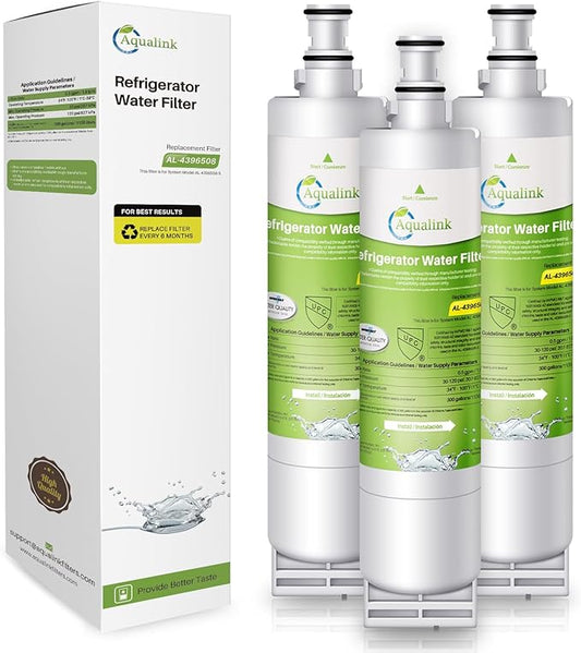Aqualink 4396508 Refrigerator Water Filter Replacement for Whirlpool Water Filter 4396508, 4396510, EDR5RXD1, EveryDrop Filter 5, NLC240V, PUR W10186668, Kenmore 46-9010 (3 Pack)