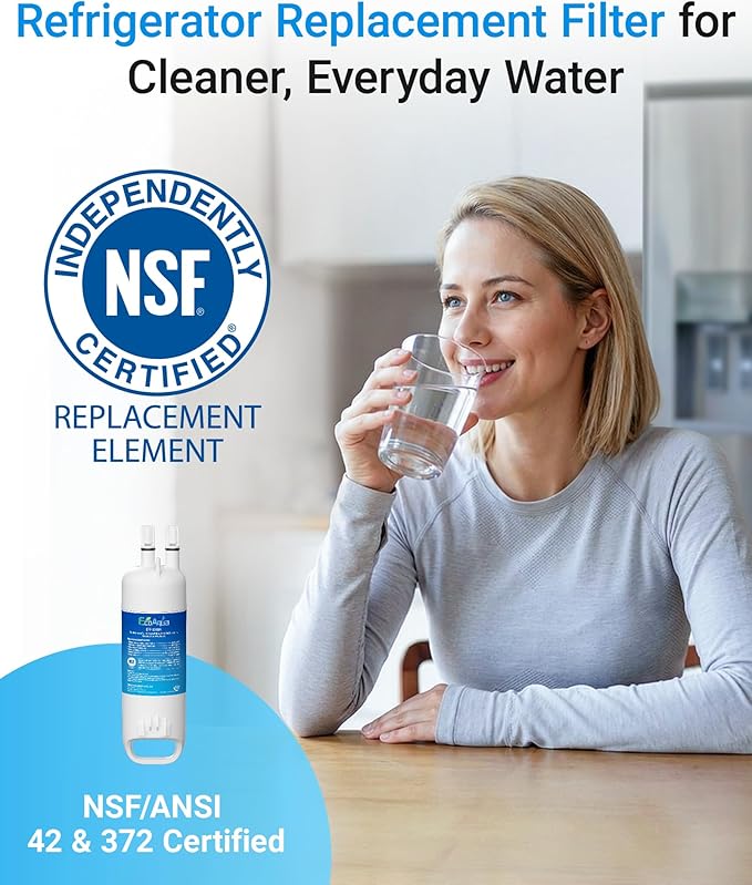 EcoAqua W10295370A Replacement for Everydrop® Filter 1, EDR1RXD1, EDR1RXD1B, WHR1RXD1, KAD1RXD1, P4RFWB, 46-9081, 46-9930 Refrigerator Water Filter, 2 Pack