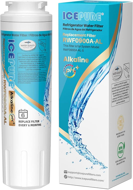 ICEPURE Alkaline UKF8001 Refrigerator Water Filter Replacement for Whirlpool EDR4RXD1, EveryDrop Filter 4, Maytag UKF8001, 4396395, UKF8001P, UKF8001AXX, RFC0900A, UKF8001AXX-200, Enhances PH, 1 Pack