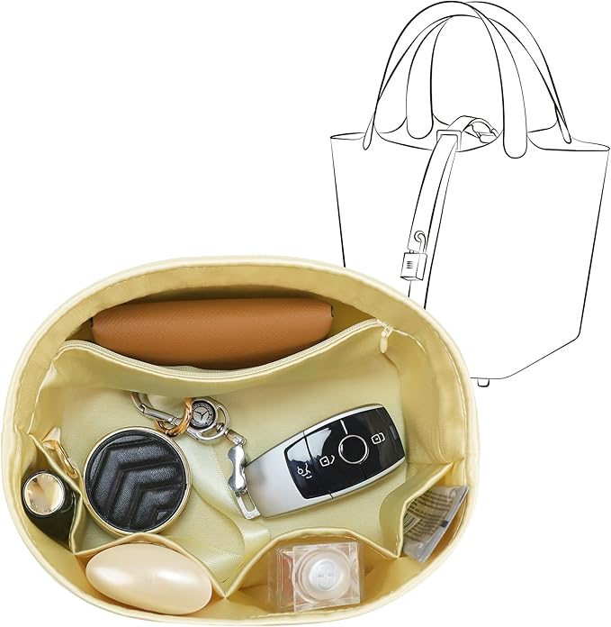 Silky Bag Insert Fit for Hermes Picotin 18/22, Silky Purse Organizer, Lightweight and Silk Touch (Fits PC18, Jaune Poussin)