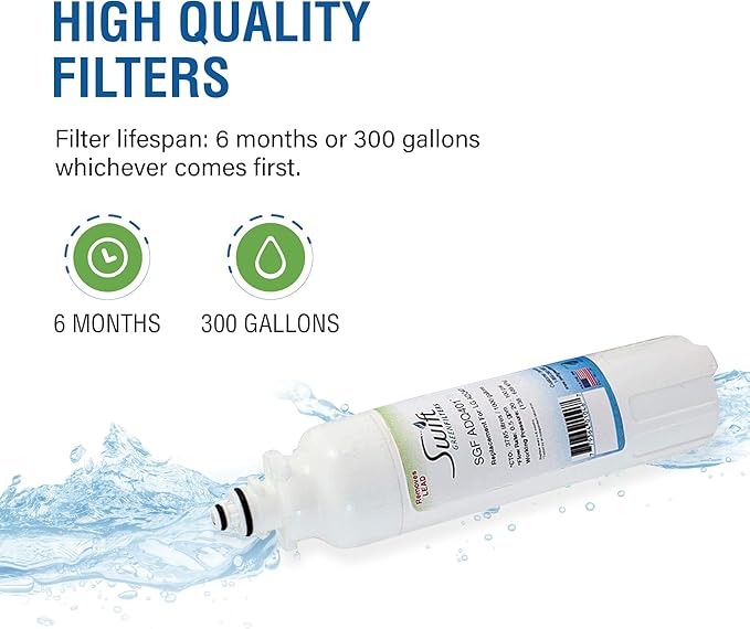 Swift Green Filters SGF-ADQ401 Compatible Refrigerator Water Filter for LG LT800P, ADQ73613401, Made in USA (6 Pack)