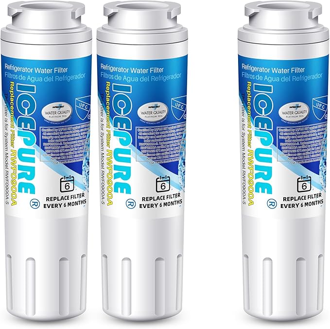 ICEPURE UKF8001 Replacement for Whirlpool Filter 4, Everydrop EDR4RXD1, FMM-2 Maytag UKF8001AXX-200 9084 4396395 MPF15090 WF-UKF8001,WF295 Refrigerator Water Filter,2+1PACK