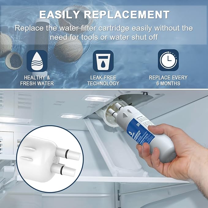 Water filter replacement, Compatible with EDR1RXD1, EDR1RXD1B, W10295370, Filter 1, KAD1RXD1, P4RFKB2, P8RFWB2L, 46-9930,46-9081 1PACK