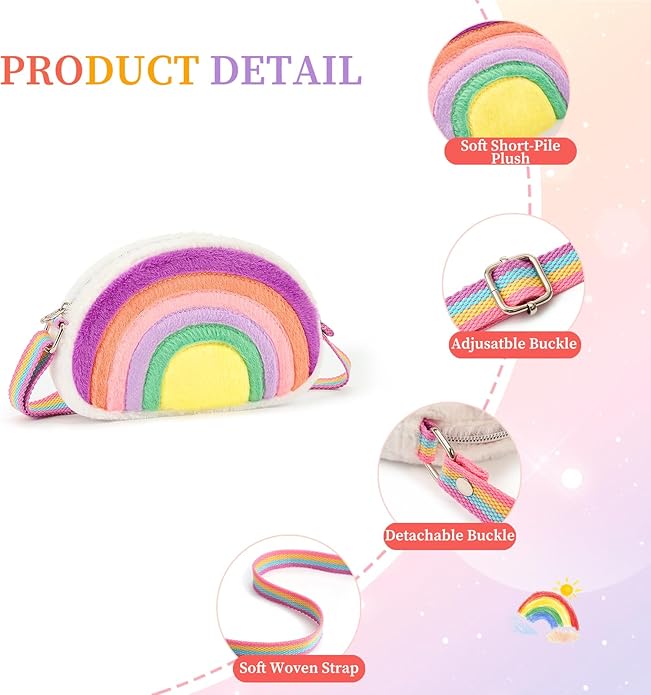 Toddler Purse Easter Basket Stuffers Gifts for Kids: 2 3 4 5 6 7 8 Year Old Girl Birthday Gift, Rainbow Crossbody Bag
