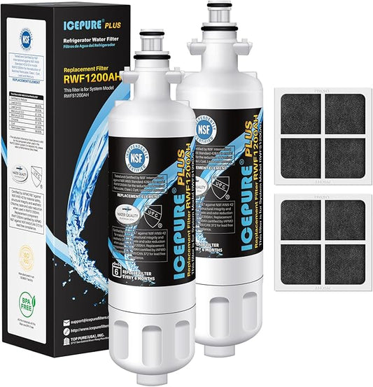 ICEPURE PLUS 9690 NSF/ANSI 53 NSF/ANSI 42 Certified Compatible with LG LT700P and LT120F, 46-9690, ADQ36006101, ADQ36006102, LFXC24726S, RWF1200A Refrigerator Water Filter and Air Filter 2 Combo
