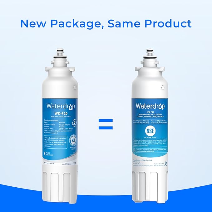 Waterdrop ADQ73613401 Refrigerator Water Filter & Air Filter, Replacement for LG® LT800P®, ADQ73613408, ADQ75795104, ADQ73613402, Kenmore 9490, 46-9490, LSXS26326S, LMXC23746S, LSXS26366S