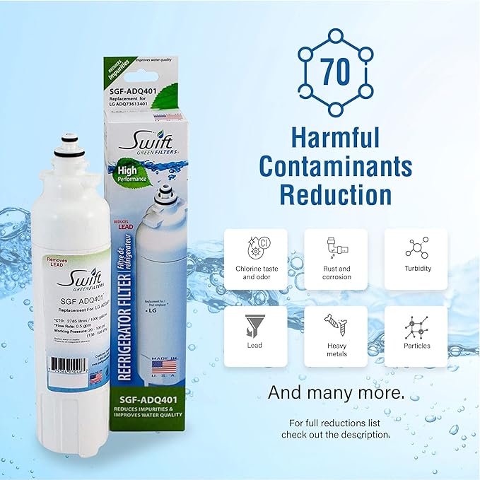 Swift Green Filters Compatible Refrigerator Water Filter for LG LT800P, ADQ73613401 (3-Pack) SGF-ADQ401-3Pack