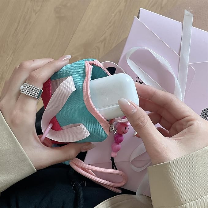 Mini Backpack Case for AirPods 4 2024 AirPods Pro 3, Multi-Functional Pouch Coin Purse Cable Organizer with Strap Hand Strap Keychain Lock, Travel-Friendly Headphone Case for Women Men