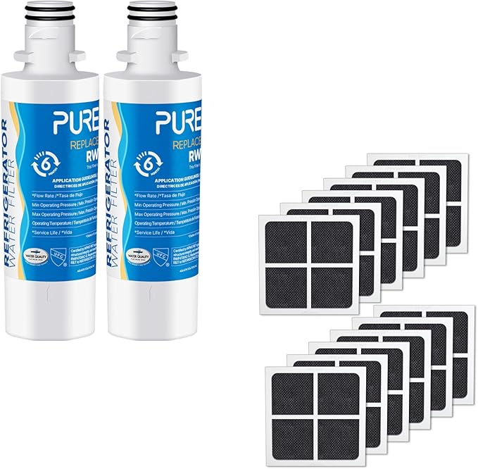 PUREPLUS ADQ747935 Replacement for LG LT1000P LT1000 Kenmore Elite 9980 LT1000PC, MDJ64844601 ADQ74793501, LMXS28626S, LT120F Refrigerator Water and Air Filter, Model: RWF4700AC+AF004 Combo