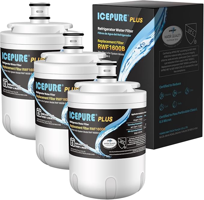 ICEPURE Refrigerator Water Filter Replacement for Maytag UKF7002AXX, Whirlpool EDR7D1, UKF7003AXX, UKF7002, 7003AXXP, UKF7001AXX, UKF6001AXX, UKF5001 Water Filter, 3PACK