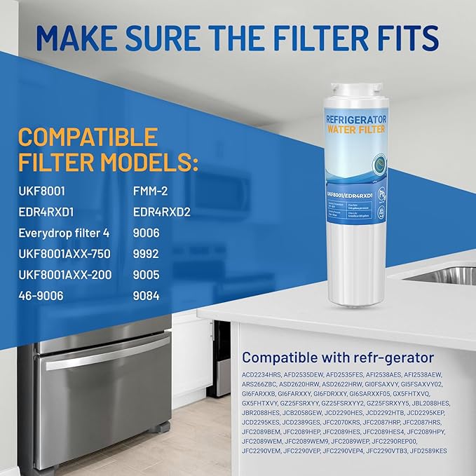 UKF8001 Replacement for Whirlpool Filter 4 - Edr4rxd1 Water Filter fit for Filter 4, whr4rxd1, UKF8001AXX-200, krfc300ess01, wrf555sdfz16 wrx735sdhz00 wrx735sdhz02,Hdx Fmm-2 | 3pack | Zypxsyxgb