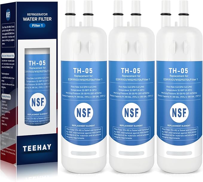 TEEHAY EDR1RXD1 Water Filter 1 Replacement, Compatible with Whirlpool WRS315SDHZ, WRS571CIHZ, WRS555SIHZ, WRS325SDHZ, WRF560SEHZ, WRS588FIHZ, WRS571CIDM, WSF26C3EXF, WRF560SEHW, WRF560SEHV, 3 Pack