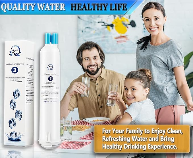 4396841 Refrigerator Water Filter Replacement Compatible with Whirlpool EDR3RXD1 EDR3RXD1B KAD3RXD1 WHR3RXD1 4396841 4396710, Everydrop Filter 3 P1WB2 P2RFWG2,Kenmore 46-9083 46-9030 (3-Pack)