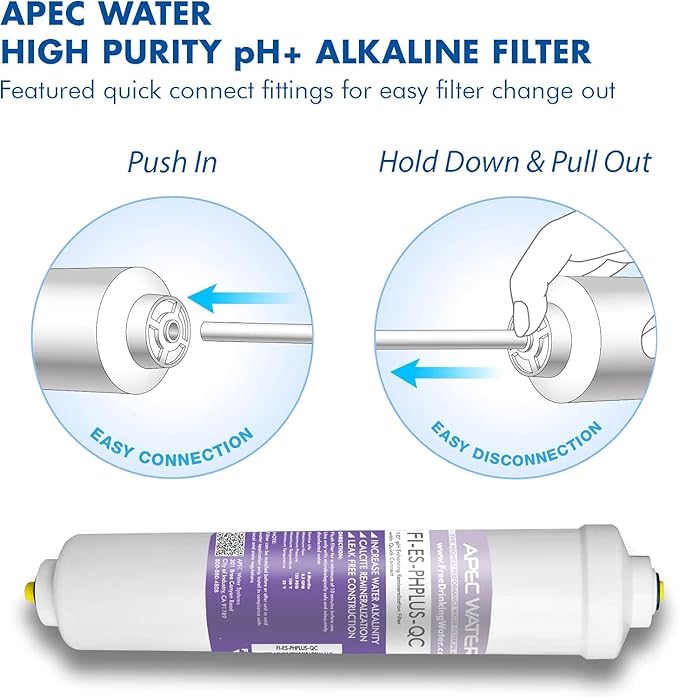 APEC Essence Series Alkaline Replacement Filter Kit for ROES-PH75 Reverse Osmosis System, 6 Stage RO Filter Set with RO Membrane and pH Remineralization Filter, 75 GPD Under Sink System