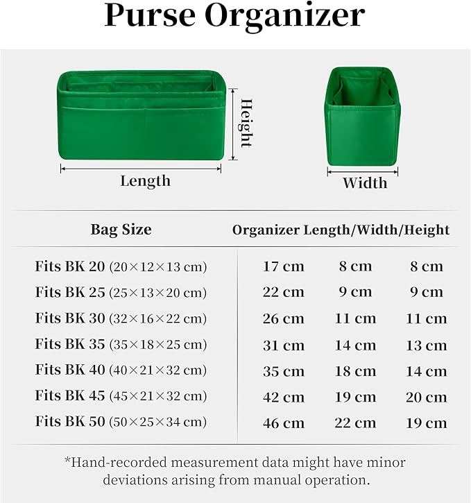 Purse Organizer Insert for Birkin 20, Lightweight & Soft Satin Organizer Insert with Pockets for Woman Bags, Ideal for Travel, Shopping, and Daily Use, Multicolor Options(Bambou, BK20)