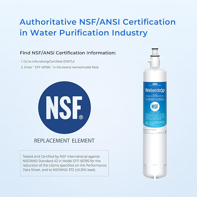 Waterdrop Replacement for GE® RPWFE®, RPWF (Built-in CHIP) Refrigerator Water Filter, Compatible with GFE28GYNFS, GFE28GELDS, PFE28KELDS, PFE28KYNFS, GFD28GELDS, PWE23KELDS, PWE23KMKES