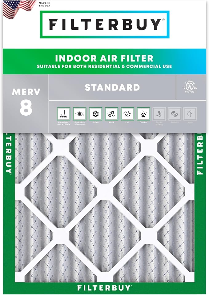 Filterbuy 30x32x2 Air Filter MERV 8 Essential Dust & Allergy Defense (1-Pack), Electrostatic Pleated HVAC AC Furnace Filters Replacement (Actual Size: 30.00 x 32.00 x 1.75)