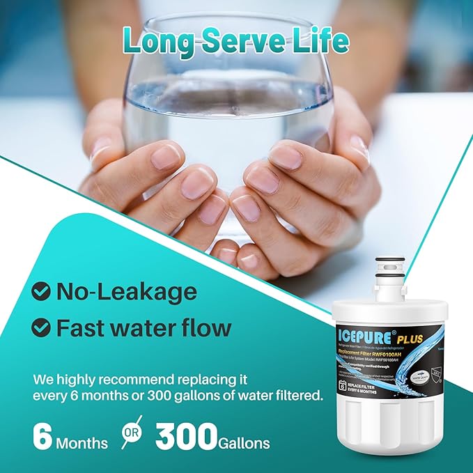 ICEPURE PLUS NSF53&42 Premium 5231JA2002A Refrigerator Water Filter Replacement for LG LT500P, ADQ72910901 ADQ72910907, ADQ72910911, GEN11042FR-08, Kenmore 9890, 469890, LFX25973D, LFX25974ST, 2PACK
