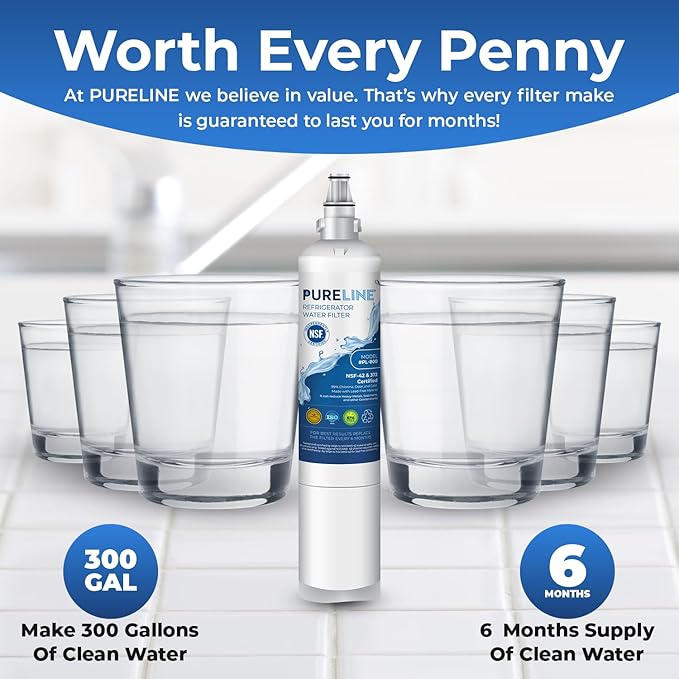 Pureline EDR5RXD1, 4396508 Replacement for Whirlpool 4396508, EDR5RXD1, EveryDrop Filter 5, Refrigerator Water Filter - Reduces Bad Taste & Odor