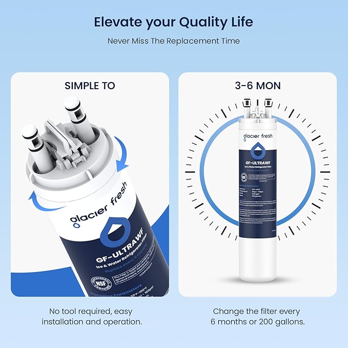 GLACIER FRESH Replacement for Frigidaire ULTRAWF,Pure Source Ultra, Kenmore 9999, 469999, 46-9999, A0094E28261 Refrigerator Water Filter,Pack of 3