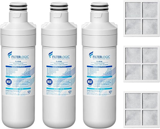 Filterlogic LT1000PC ADQ747935 MDJ64844601 NSF Certified Refrigerator Water Filter and Air Filter, Replacement for LG® LT1000P®, LT1000PC, LT-1000PC, MDJ64844601 and LT120F®, 3 Combo