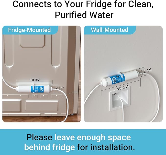 AQUA CREST INL 5 Years Inline Water Filter for Ice Maker with 1/4-Inch Direct Connect Fittings, Idea for Ice Maker, Refrigerator, RV, Inline Refrigerator Water Filter Reduces Chlorine, Taste& Odor