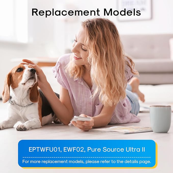Refrigerator Water Filter Replacement for Frigidaire EPTWFU01 EWF02 Pure Source Ultra II, PureSource Ultra 2, RWF5800A, SCWFTCTO, GP006, EPTWFUO1, MR022, JO22, BO022, TH-01, DE022, 1007 3PACK