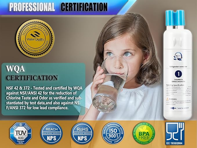 W10295370A Water Filter Replacement Compatible for Whirlpool EDR1RXD1, Everydrop Filter 1, W10295370, W10276924, WHR1RXD1, KAD1RXD1, P4RFWB, P5WB2L, P8WB2L, P8RFWB2L, 46-9930, 46-9081 (4-PACK)