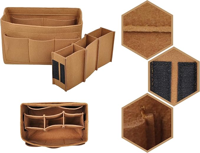 Vercord Felt Purse Organizer Handbag Insert Liner Shaper Bag in Bags for Speedy Neverfull Tote Brown Small