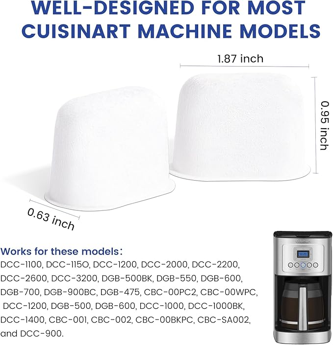 Possiave Replacement Charcoal Water Filters -Removes Chlorine, odors, and others impurities from Water -Better Tasting Coffee-for Cuisinart Coffee Machines- Set of 24 pack