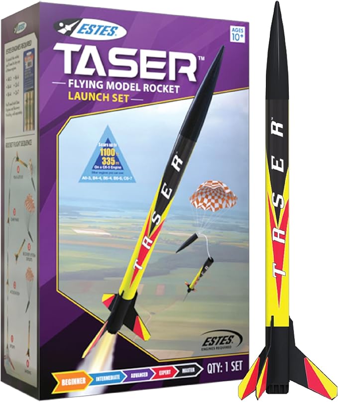 Estes 1491 Taser Rocket Launch Set, Beginner Flying-Rocket-Model Building Kit for Ages 10+, Includes Launch Pad System